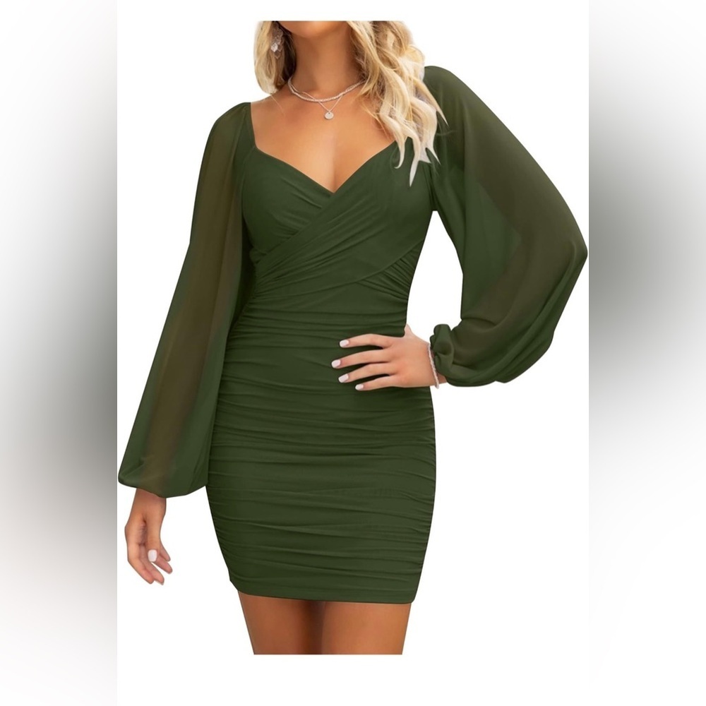 🆕Puff Long Sleeve Cocktail Wedding Party Short Dress